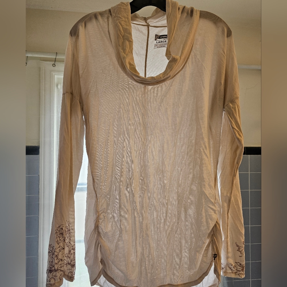 NEW BALANCE ANEKA cream running pull over with details Size L